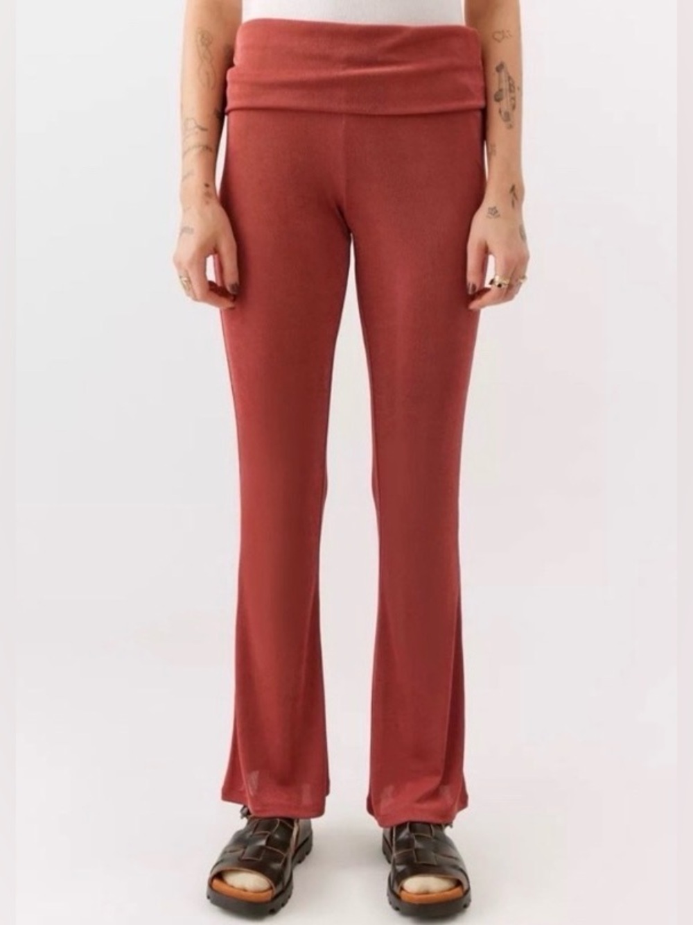 NWT Urban Outfitters Women’s Flared Cut Pants Size S Y2K Fold Over - Picture 2 of 14